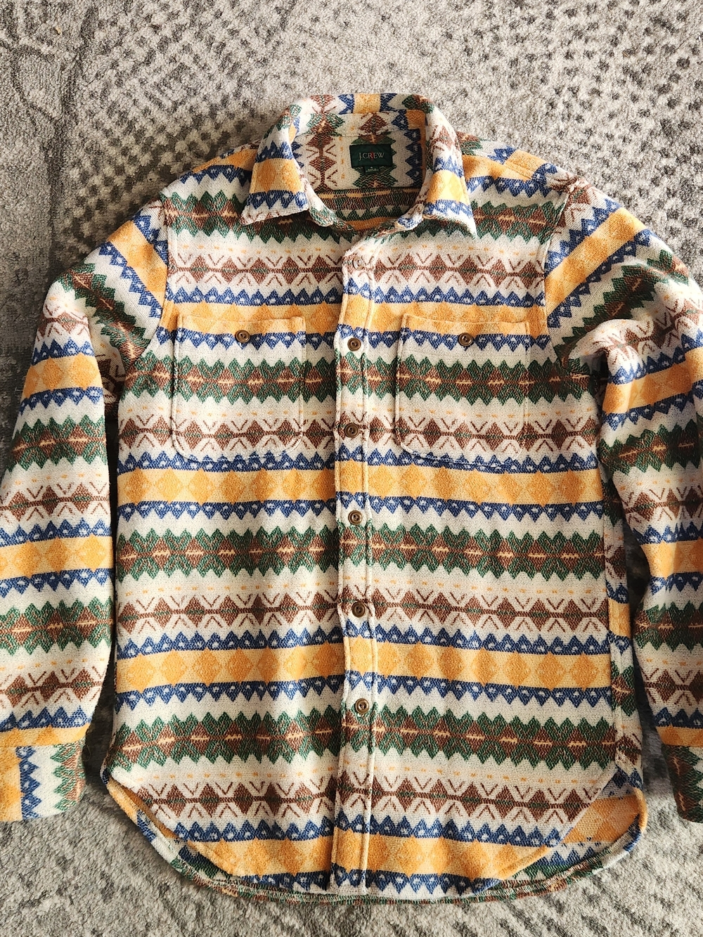 J. Crew Fair Isle Workshirt Men’s Patterned Button-Up Shirt Size Small
